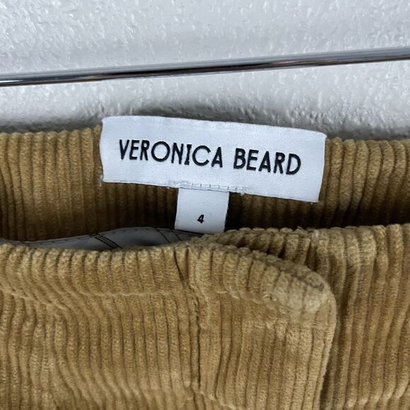 Veronica Beard Womens 4 Diva Khaki Corduroy Pant High Rise Wide Leg Crop Pant - Picture 4 of 7